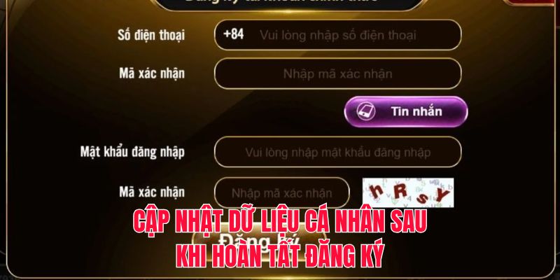 Cập nhật dữ liệu cá nhân sau khi hoàn tất đăng ký